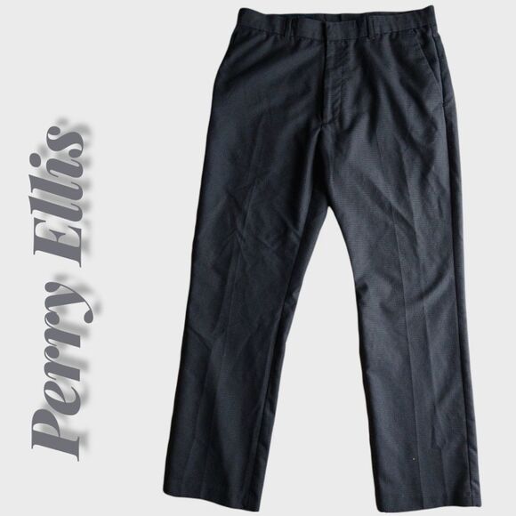Perry Ellis Other - Perry Ellis Gray Crosshatch Pattern Straight Leg Slim Fit Pants
